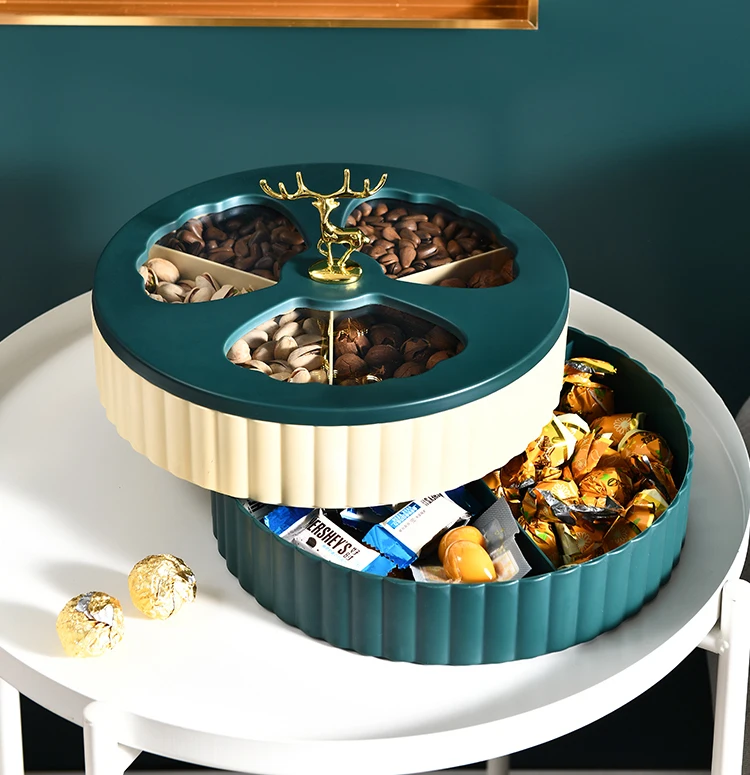 Nordic Dried Fruit Tray Candy Box Creative Elk Partition Plate Melon Seed Storage Holders & Racks Plastic Living Room All-season
