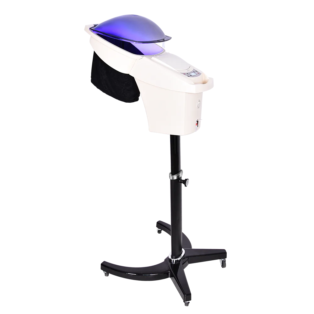 factory price high-end quality  microwave ozone steamer in hair salon 7 color lights hair steamer machine in black
