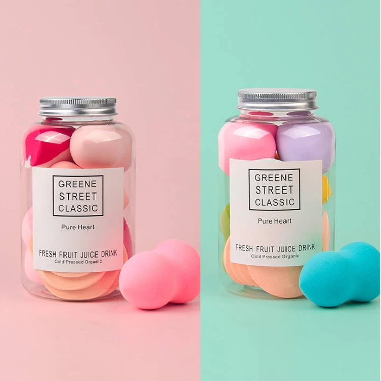 10pcs Puff Teardrop Beauty Makeup Blender Foundation Cosmetic Sponge Set With Jar Gift