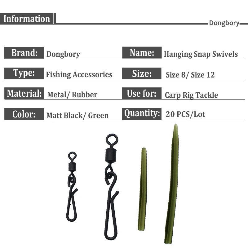 Carp Fishing Accessories Hanging Snap Swivels Standard Size 8/12 Quick Change Carp Rigs Hooklink Snap Bait Connector Clips 253