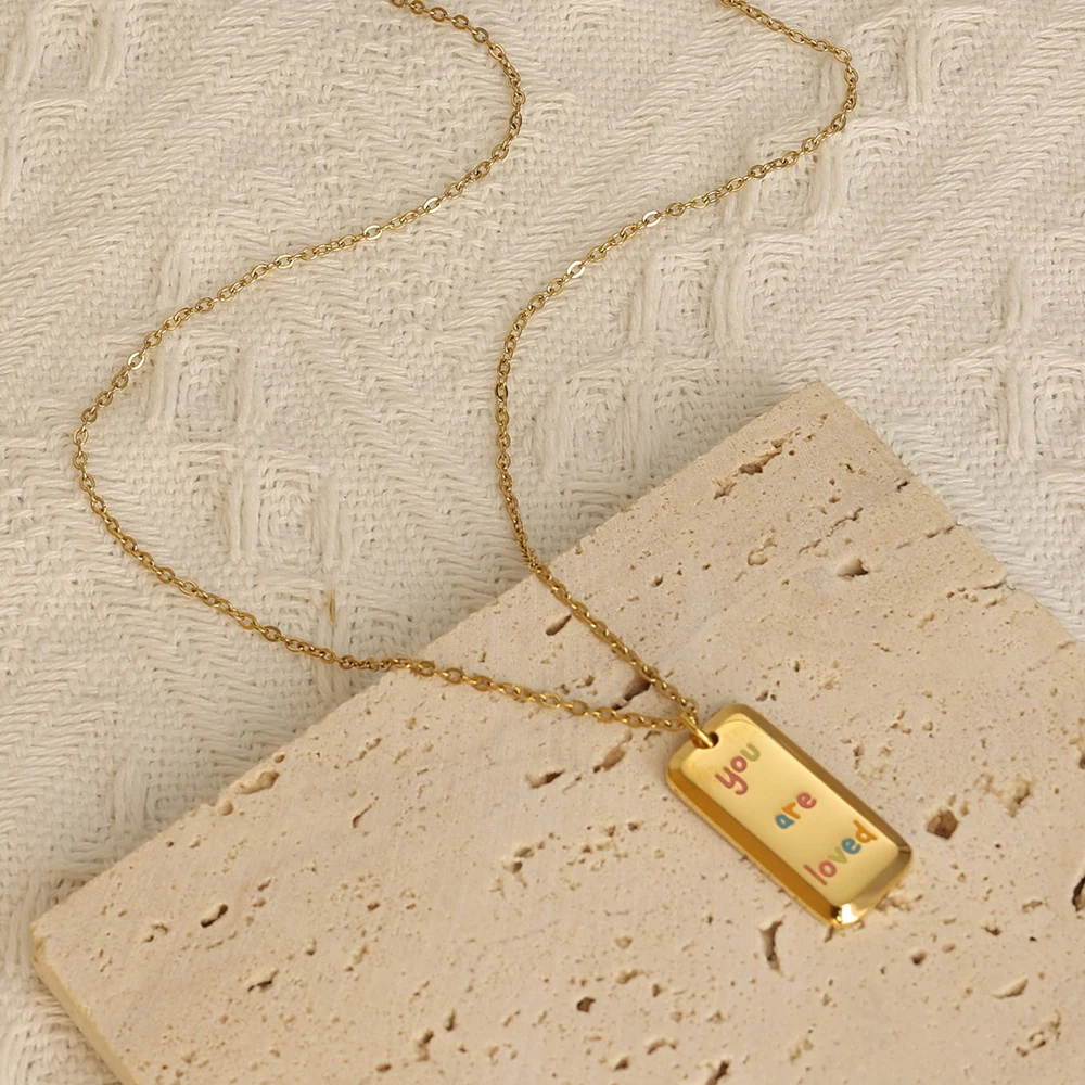 2024 High Quality Stainless Steel Gold Plated Geometric Epoxy Necklace Fashionable Brand Pendant Chains for Jewelry Wholesale