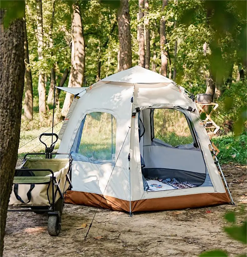 2 Doors 4 Windows Hiking Equipment Tent Camping 4 Person Family Waterproof Tent Camping Outdoor Tent