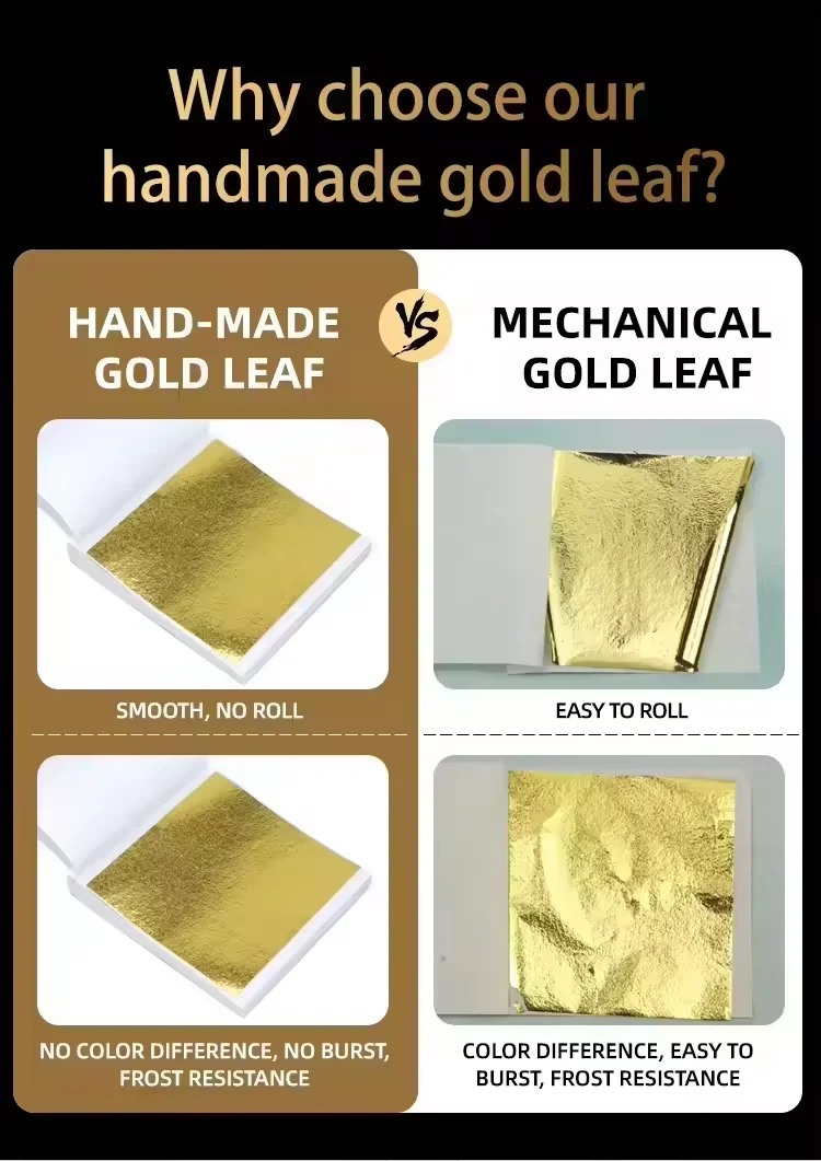 Hot Selling Various Colors 9*9 Cm Taiwan Imitation Gold Leaf 500Pcs/Bag Gold Leaf Sheets for Ceiling Art Deco