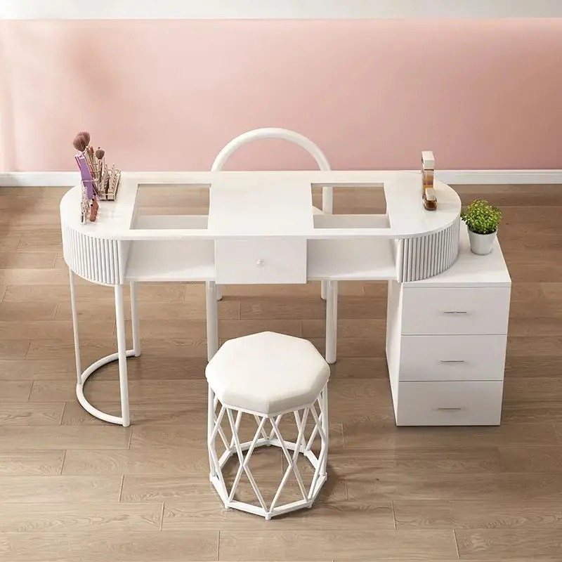 2023 Manicure table and chair set marble iron double storey table net celebrity single nail table