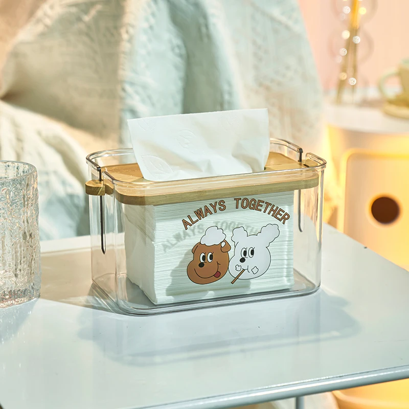 Modern Square Plastic Clear Car Hotel Living Room Paper Dispenser Container Napkin Holder Tissue Boxes