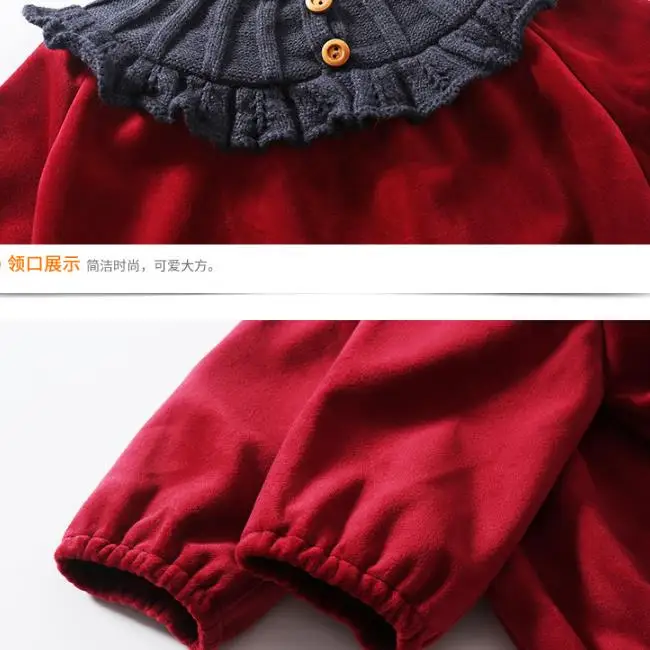 PHB 60618 knitted collar velvet fabric long sleeve fall winter toddler rompers newborn baby items