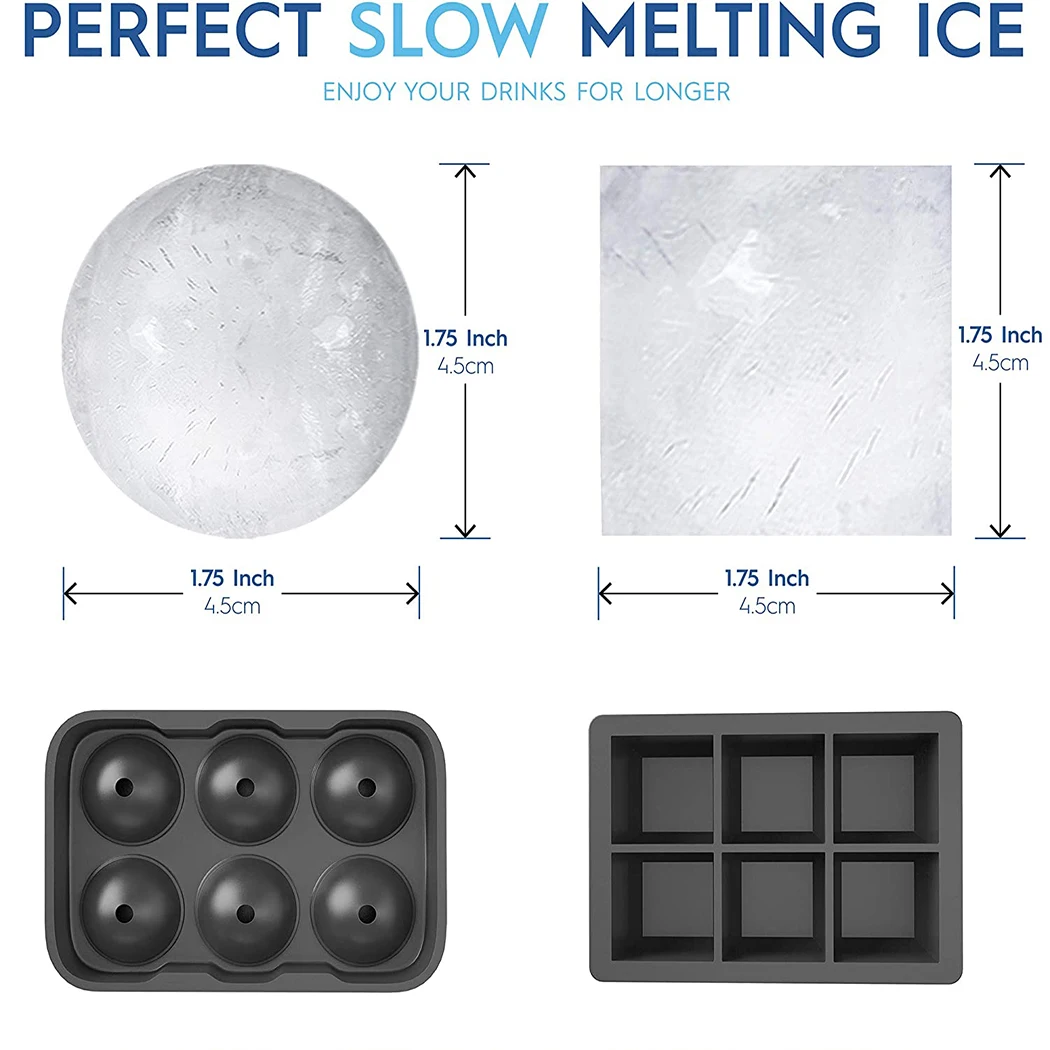Wholesale Bpa Free Silicone Ice Cube Tray for Whiskey Ice Cream Mold Bar Ice Ball Mould with Lid