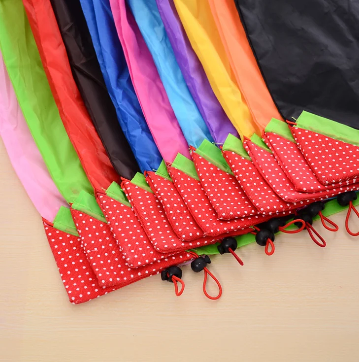 Vietnam Factory Wholesale Custom Logo RPET Printed Strawberry Foldable Polyester Shopping Bag Reusable Grocery Bags