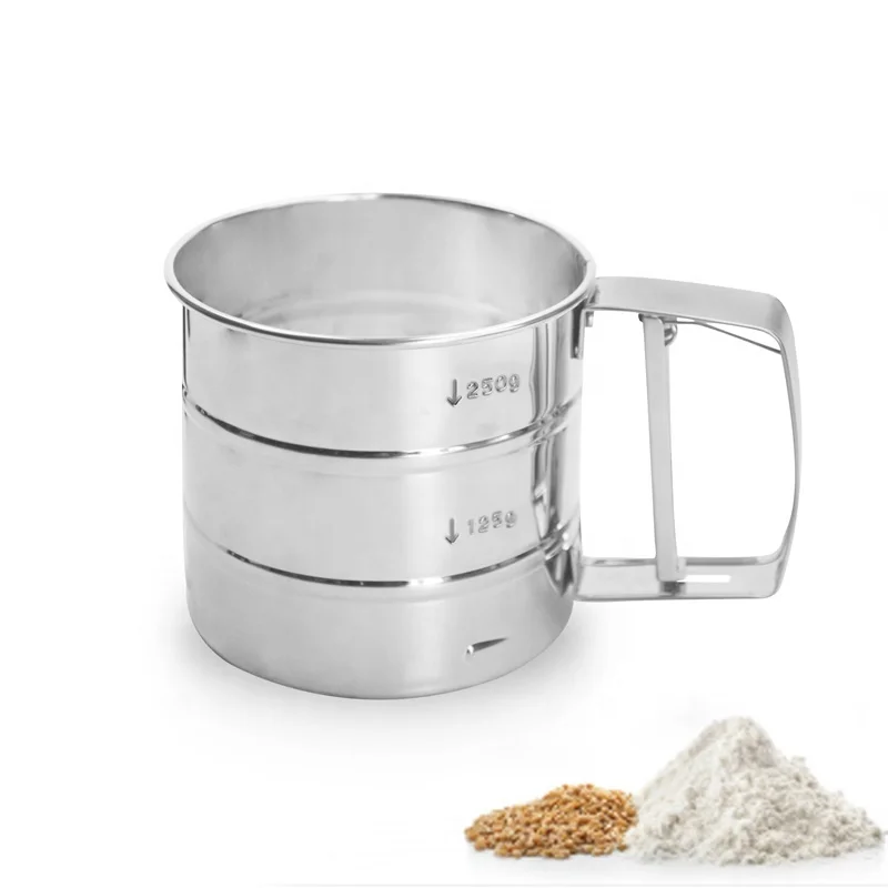 Hand Squeeze Fine Mesh Powder Shaker Stainless Steel Flour Sifter