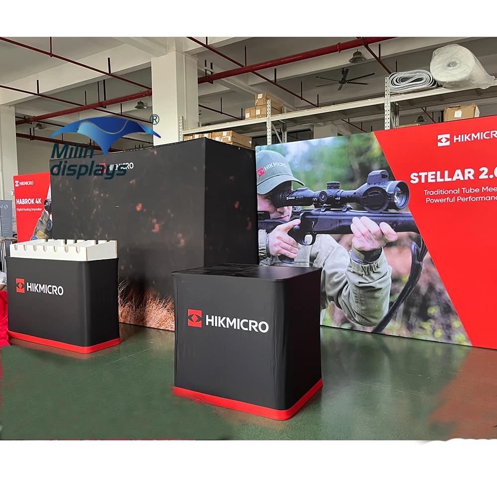 Portable Aluminum Frame Display Counter Advertising LED Light Box Tension Fabric Trade Show Displays Stand