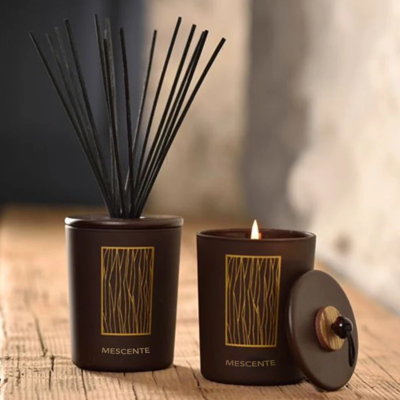 Mescente wholesale luxury custom private label aroma scented candle and reed diffuser gift set