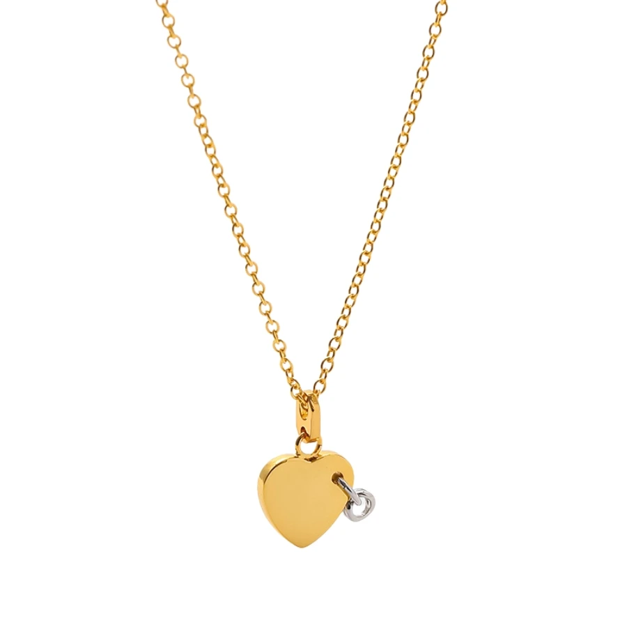 AC Jewelry Fashion Heart Shape Pendant Cooper Dainty Chain Brass Necklace niche design sense student jewelry for girls