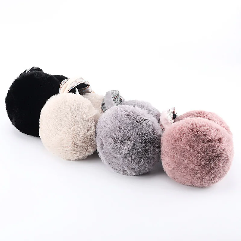 
Winter foldable hair band earmuffs Lady warm windproof memory headband decorative plush earmuffs 