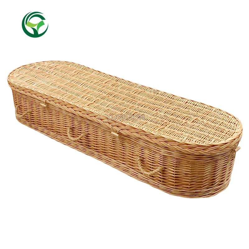 Salable European Brown Wicker Casket Willow Coffin Chestnut Willow Casket Low Prices Handmade Funeral Basket Willow Coffin