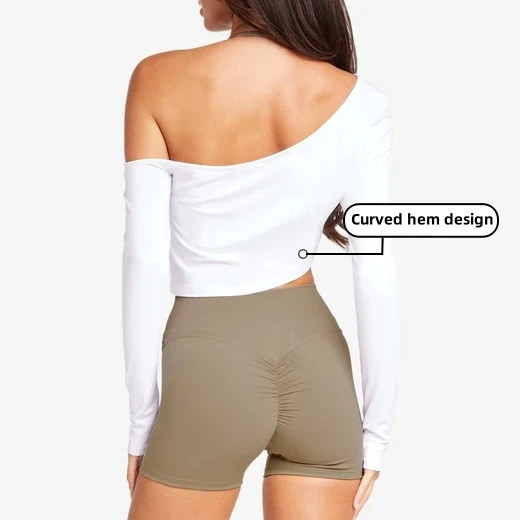 SHINBENE Bio Based Cloud One Pieces Long Sleeve Crop top Bio Based One Shoulder Sports T Shirt Top for Women Plus Size