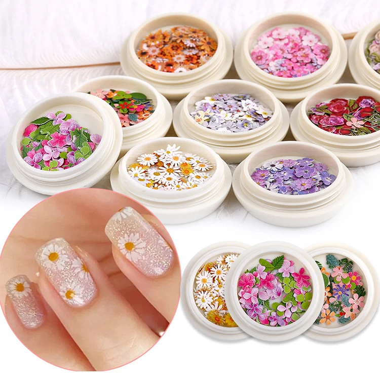 
Tstory Kawaii Dry Flower And Butterfly Colorful Styles Nail Art Decorations Stickers 