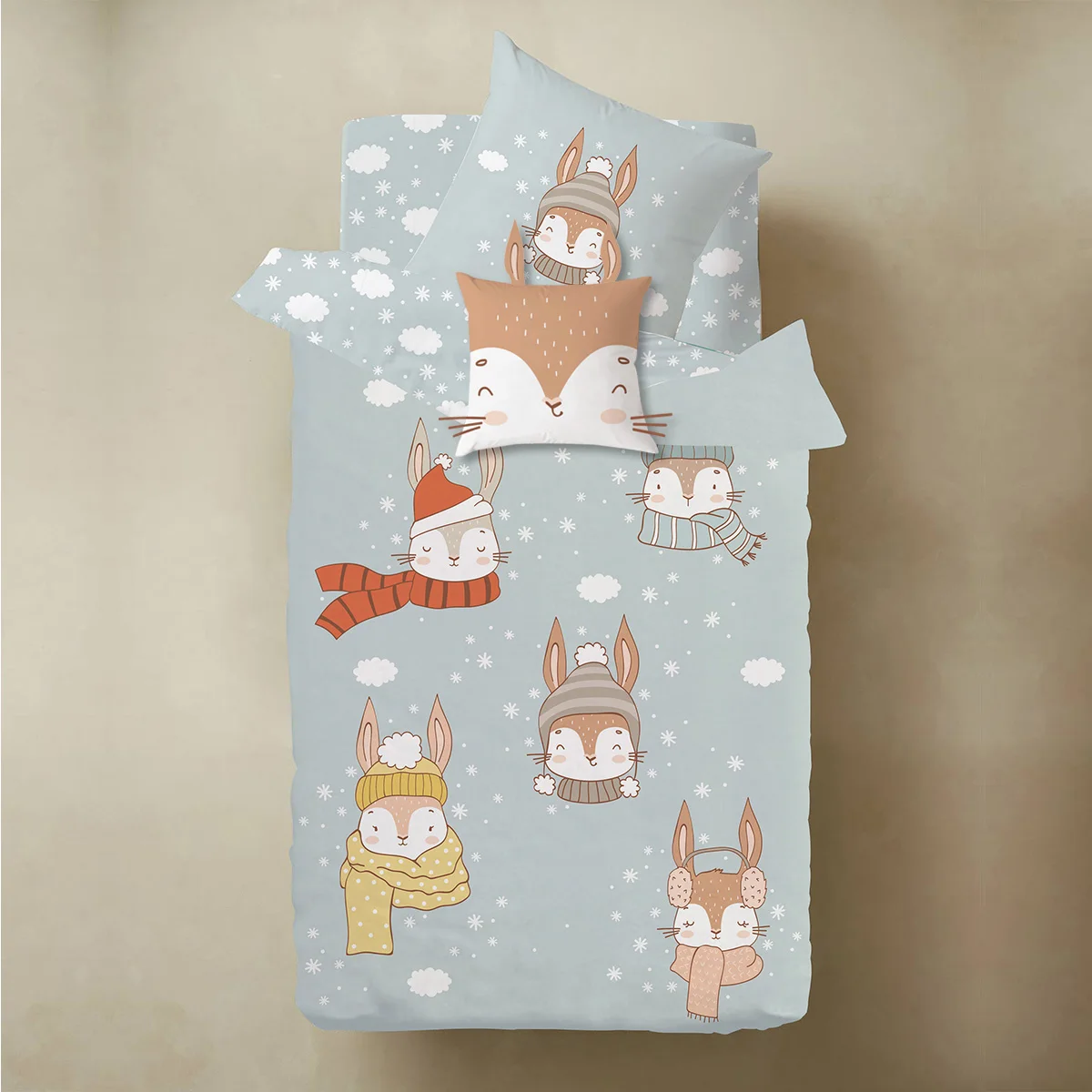 cotton kids bedding set custom crib sheets baby girl fitted kids bedsheet giraffet bear cartoon 4pcs with cushion cover children