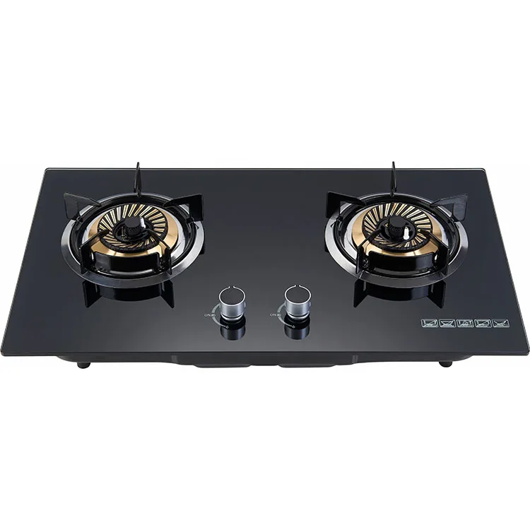 Home Built-in Tempered Glass Infrared 2 Burner Gas Stove