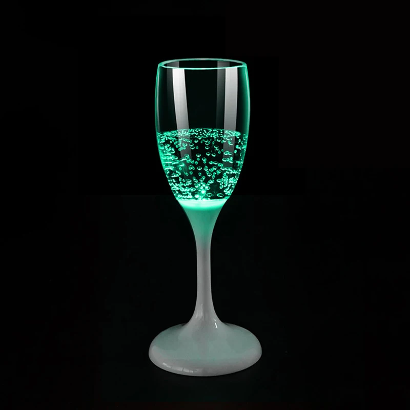 BST Wholesale Customized Logo LED champagne Glasses Luminous Glass Cup for Party Decorations