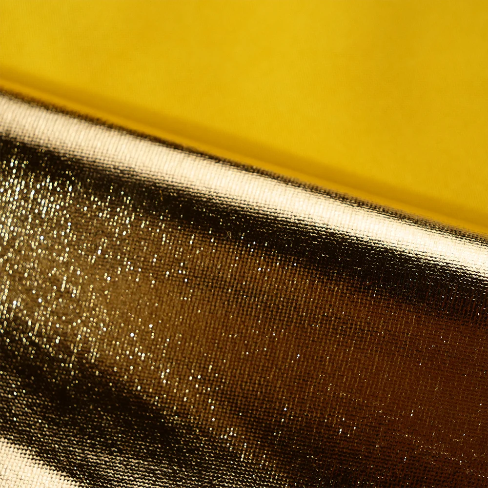 China Manufacturer Hot Sell High Stretch Metallic Foil Gold Lurex Spandex Fabric
