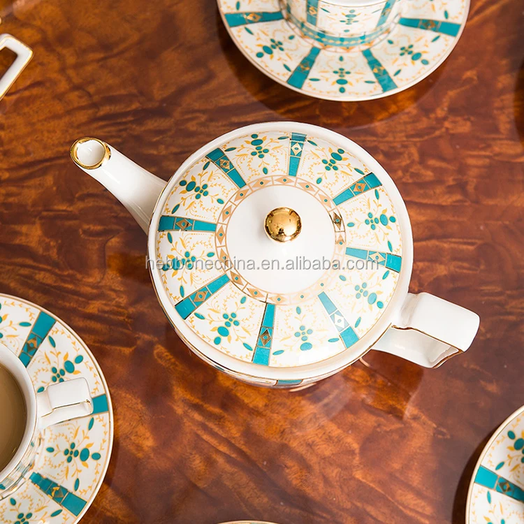 15PCS Elegance Flower Decal Tangshan Porcelain High Quality 15 PCS Luxury Tea Set