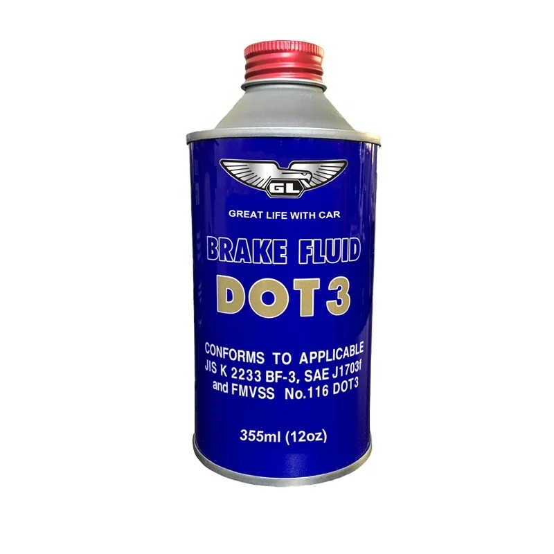354ML High Quality Synthetic Hydraulic Brake Fluid DOT3 Mental Tin Oil Brake