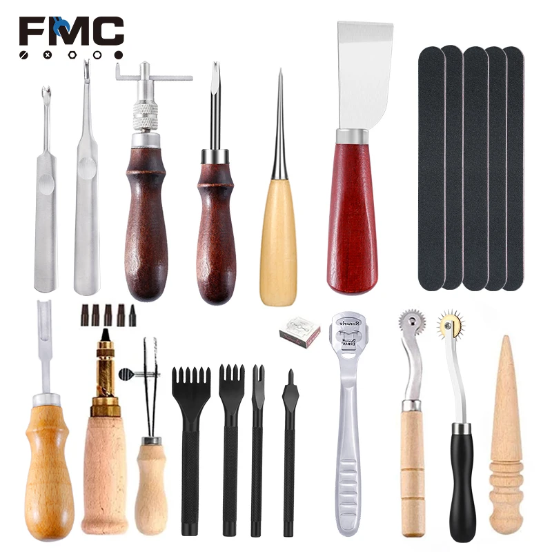 19pcs/set Leather Tools Sewing Set DIY Handmade Craft Tool Box Perforated Shoe Making leather tools sets