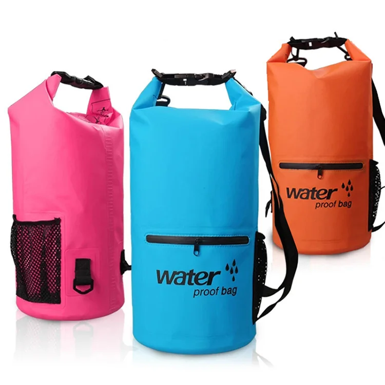 10L 20L Front Zipper Waterproof Beach Dry Bag Double Shoulder Hiking Outdoor Travel Backpack