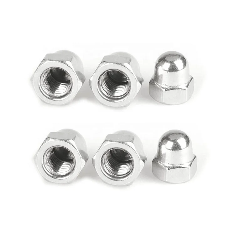 DIN1587 Марка M4 M5 M6 шестигранные купольные гайки 304 нержавеющая сталь Шестигранная гайка