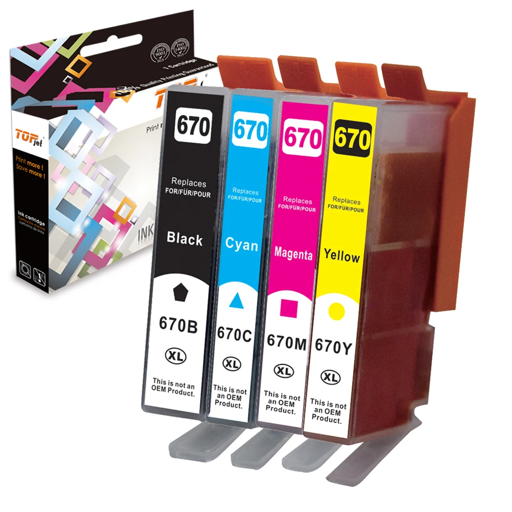 Topjet PGI670 PGI 670 CLI 671 XL 670XL 671XL CLI671 Premium Compatible Color Ink Cartridge for Canon PIXMA MG5750 MG6860 Printer
