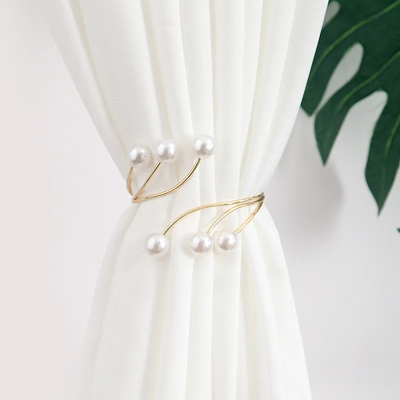 New Minimalist Light Luxury Multi Layer Pearls Metal Buckle Tieback Holdbacks Strap Hight Quality Good Price