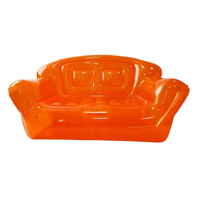 Outdoor PVC Transparent Clear Double Seat Inflatable Living Room Air Sofa Family Inflatable Sun Loungers Double Sofa Bed