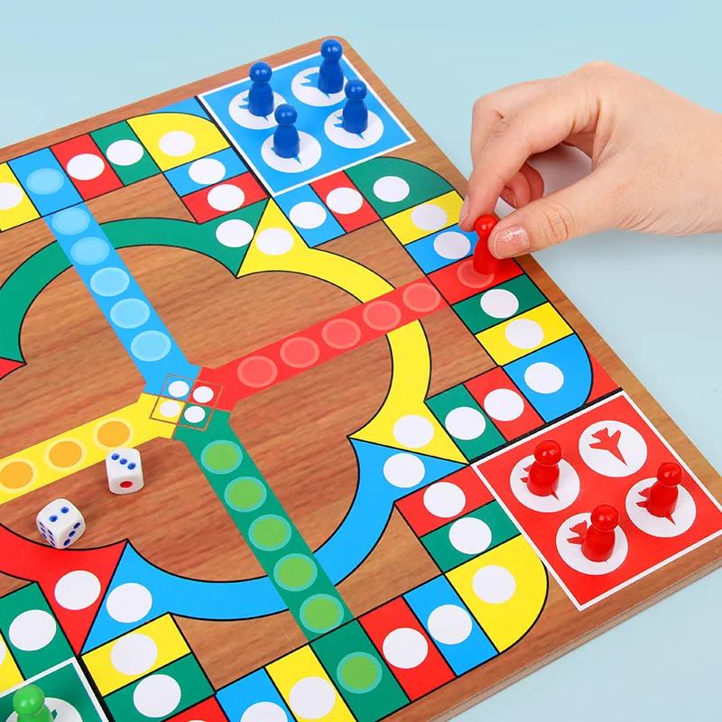 Multifunctional Chess Game Children Educational Toys Board Game Wooden Flying Chess Gobang Two-In-One Manufacturer Wholesale