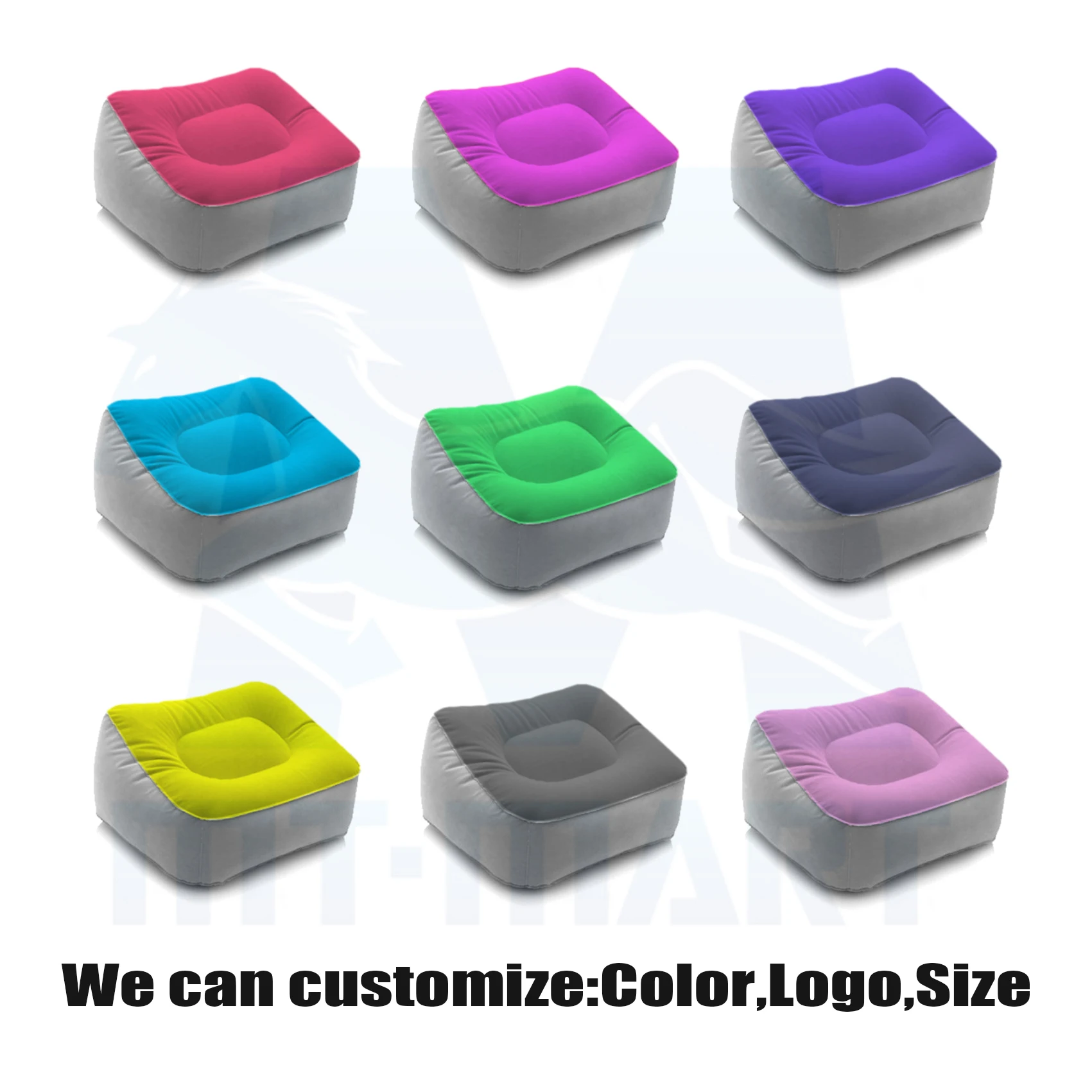 Custom Inflatable Soft PVC Flocking Pillows Foot Neck Back Use Pillows