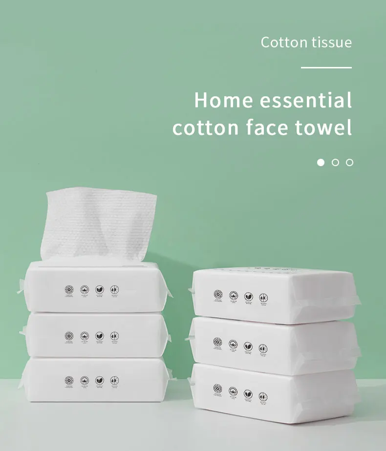 100% Cotton Fabric Dry And Wet Use Towel Eco-Friendly Soft Facial Cotton Tissue