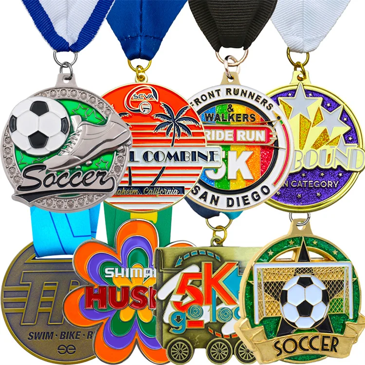 Manufacturer Custom Zinc Alloy Gymnastics Volleyball Soccer Taekwondo Marathon Running Sports School Medal Custom Metal Medals