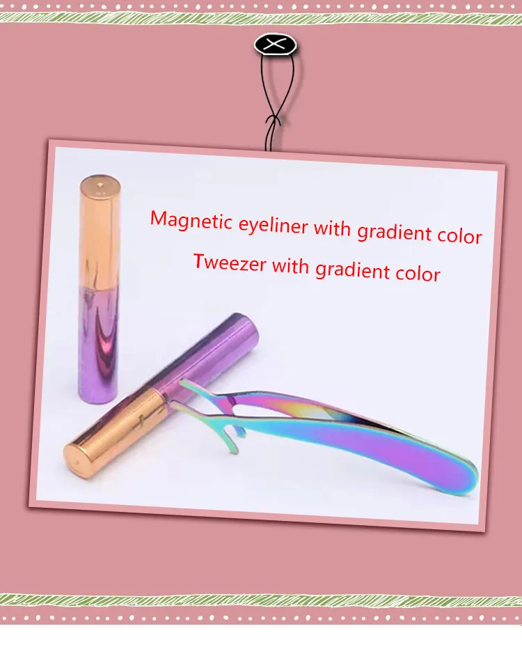 private label box packaging invisible 6 magnets 3d magnetic false faux mink eyelashes kit with adhesive eyeliner and tweezers