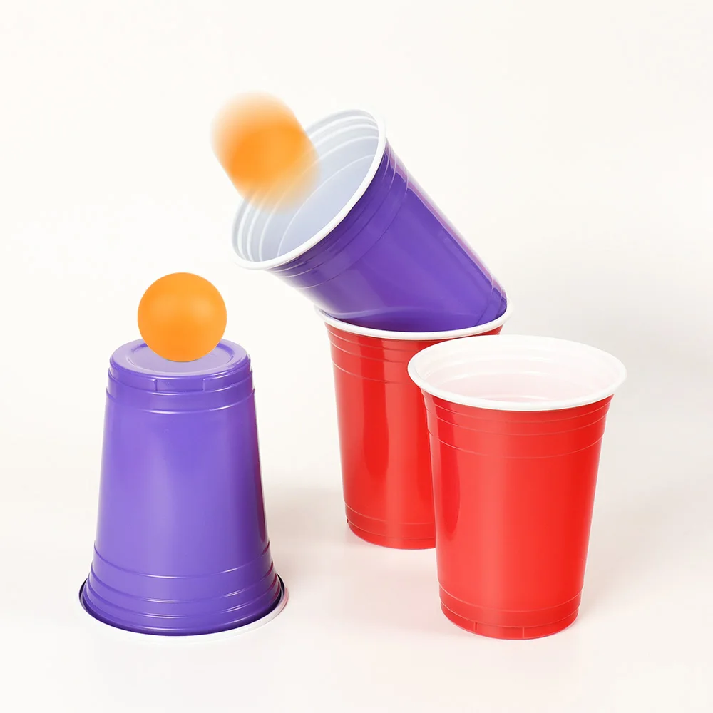Plastic cup double layer plastic table tennis set 16OZ two color cup beer game party cup