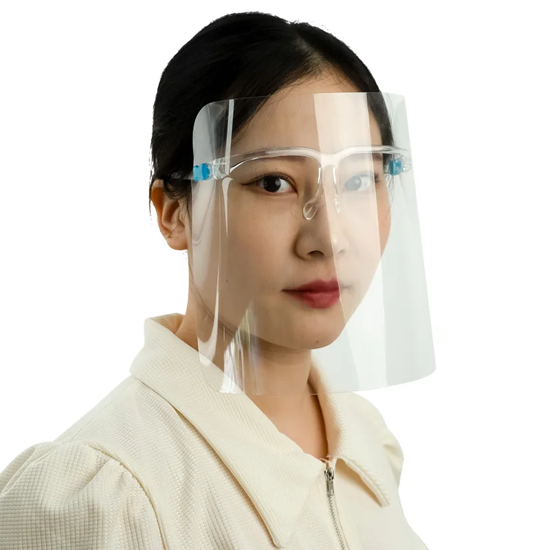 Fashion PET Plastic safety Protective Full Face Shields with Glasses