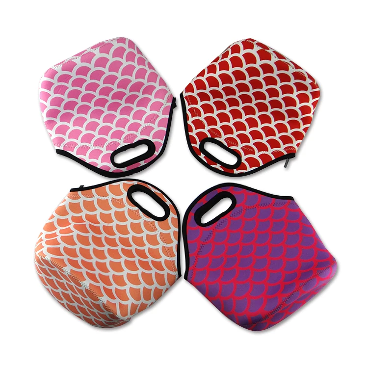Full custom printed insulated neoprene  lunch tote cooler bag