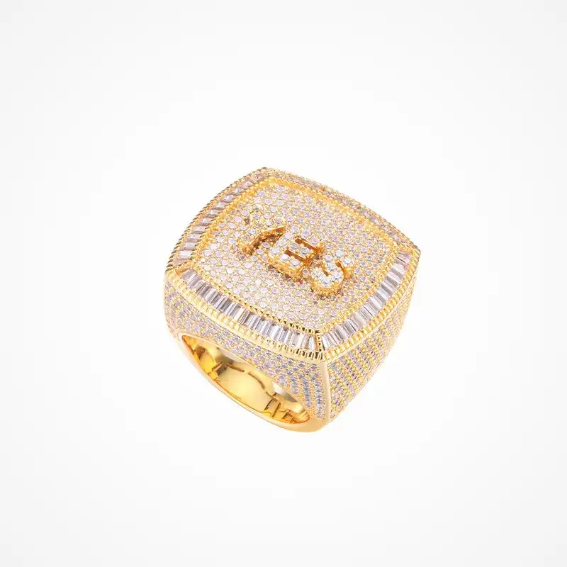 Кольцо с буквами на заказ VVS Moissanite 925 Серебряное украшение в стиле хип-хоп личное начальное письмо именные кольца