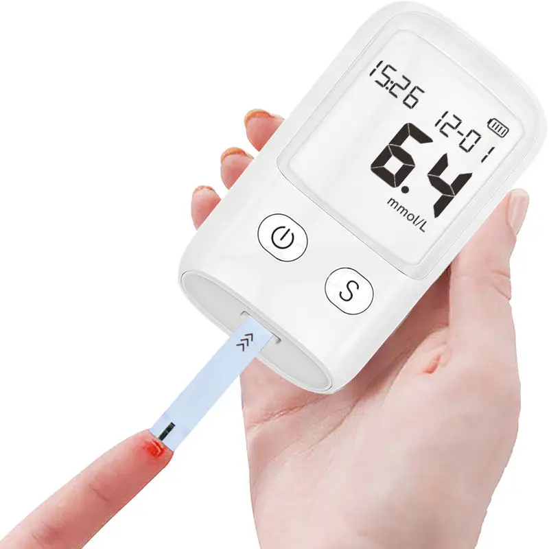 Medical Blood Glucose Meter with Test Strip and Blood Collection Needle House-Service Detector Tester for Elderly People