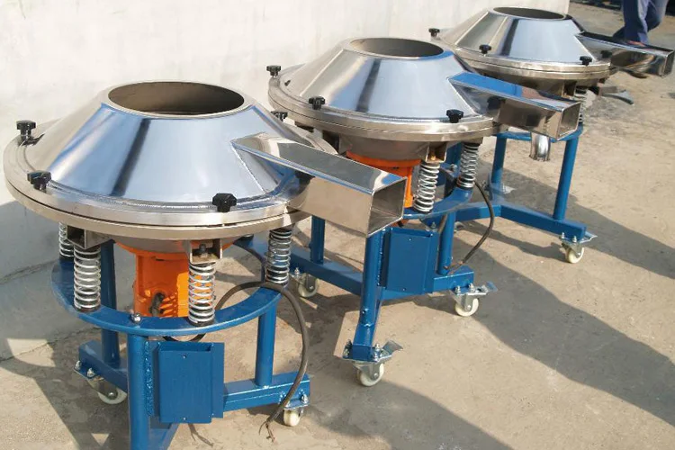 Trolley-mounted portable frame high frequency vibratory screen machine for ceramic powder slurry starch powder slurry