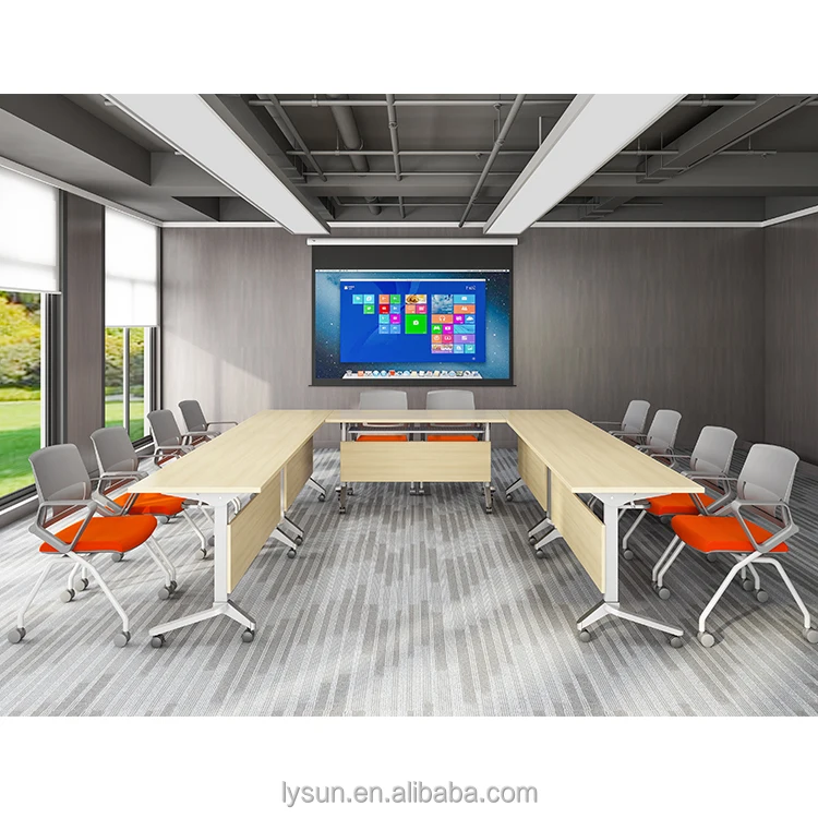 cheap university school furniture table space saving office training desk folding conference tables with wheels