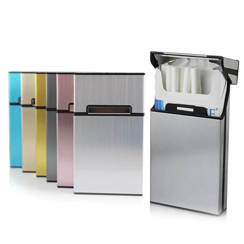 Матовый металлический портсигар для курения с магнитным переключателем и откидной застежкой мужской Карманный контейнер хранения