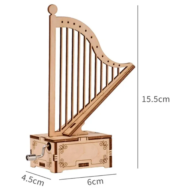 DIY Music Box, Gramaphone 3D Wooden Puzzle Model Kit, Laser Cut Wood Pieces phonograph Music Box