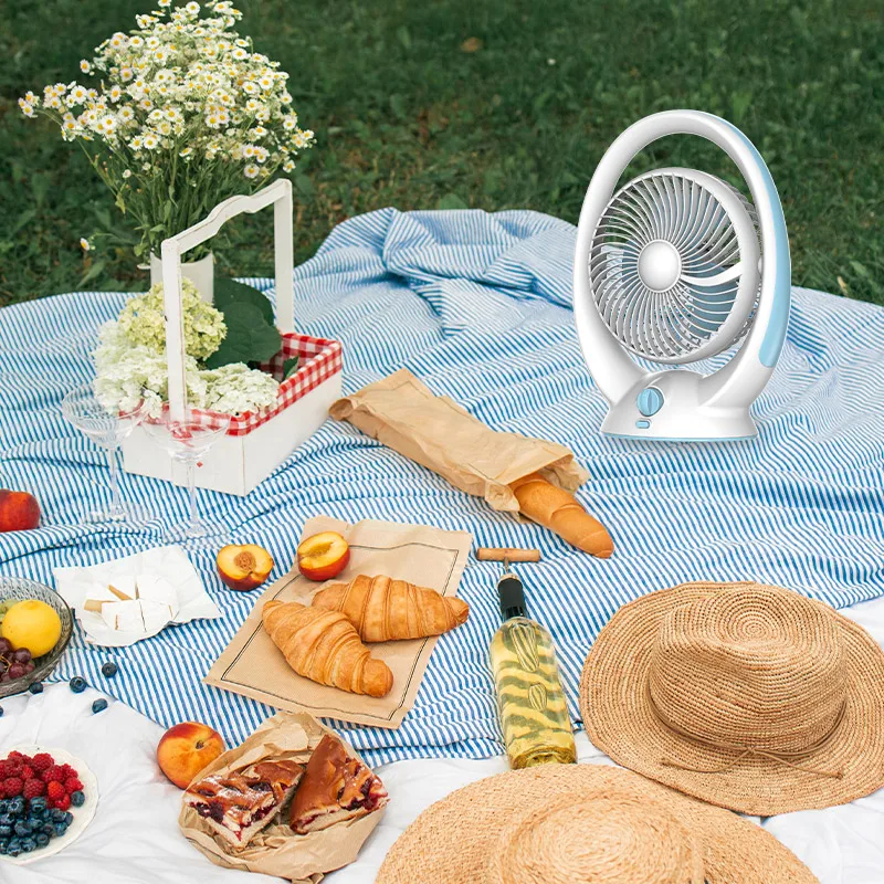 CHANGRONG Rechargeable Mini Table Fan 6 inch USB Fan with replaceable lithium battery and handle