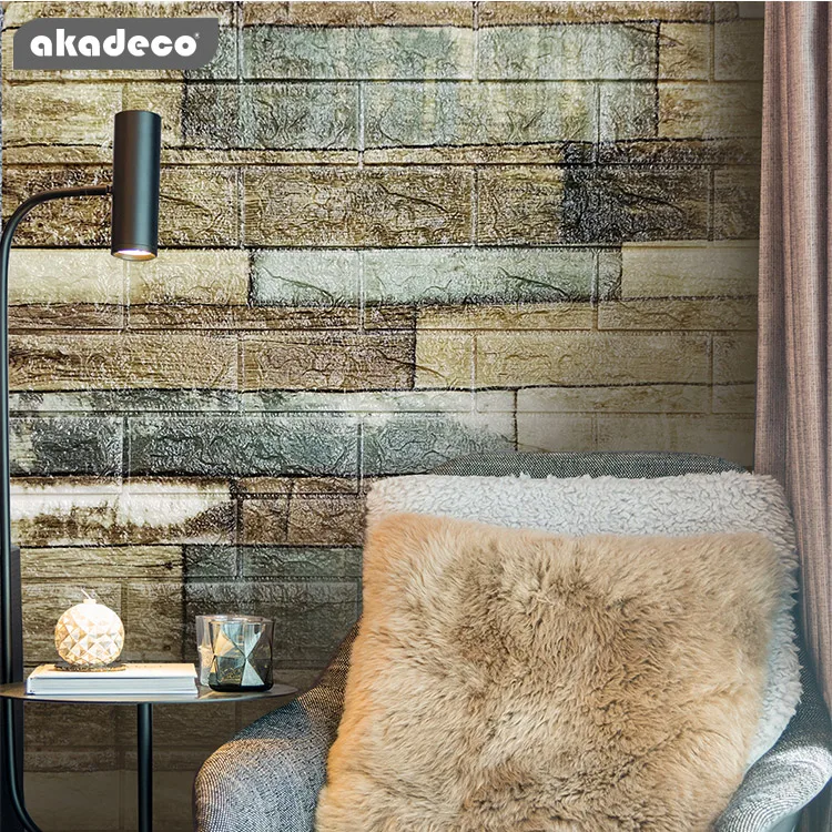 Wholesale customized, good quality adhesive brick effect 3D wallpaper