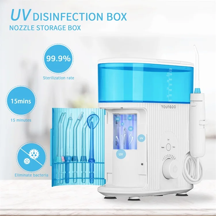 White Portable Disinfect Function Desk Topwater Flosser Oral Irrigator Electric With 7 Brush Heads