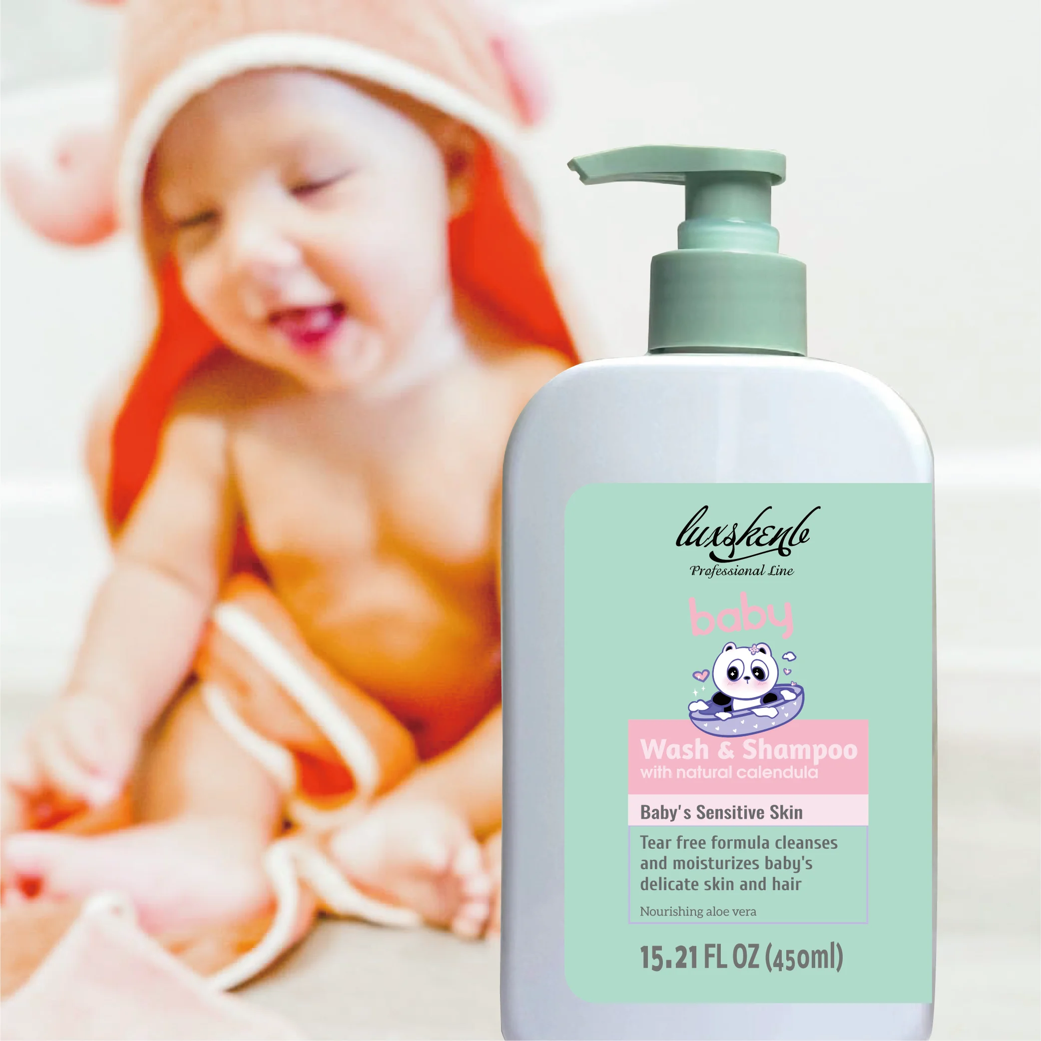 Private Label Custom Brand Vegan Organic Rice Milk Baby Shampoo 2IN1 Moisturizing and Nourishing Natural Tea Tree Shampoo